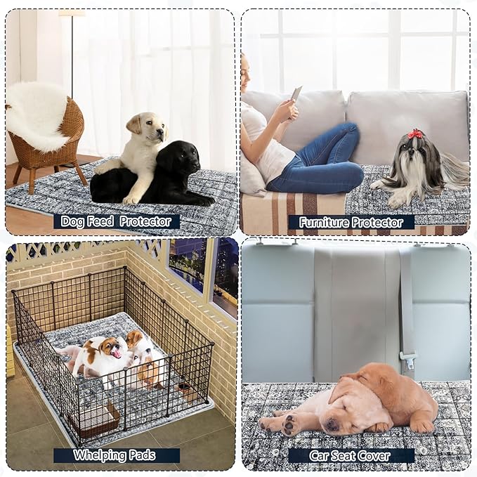 Washable Thickened Pee Pads for Dogs, 2 Pack (36"x42") Upgrade Reusable Puppy Pads with Non-Slip Rug, Super Absorbent Leakproof Puppy Training & Whelping Pads for Dogs, Doggie