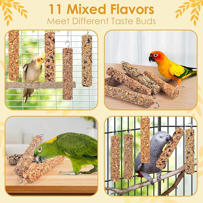 KATUMO Parrot Treats 5 PCS Bird Crunch Sticks Cockatiel Treats Parakeet Snacks Conure Food Sticks for Parakeet Cockatiel Canary Finch Lovebird Conure Lorikeet Parrots