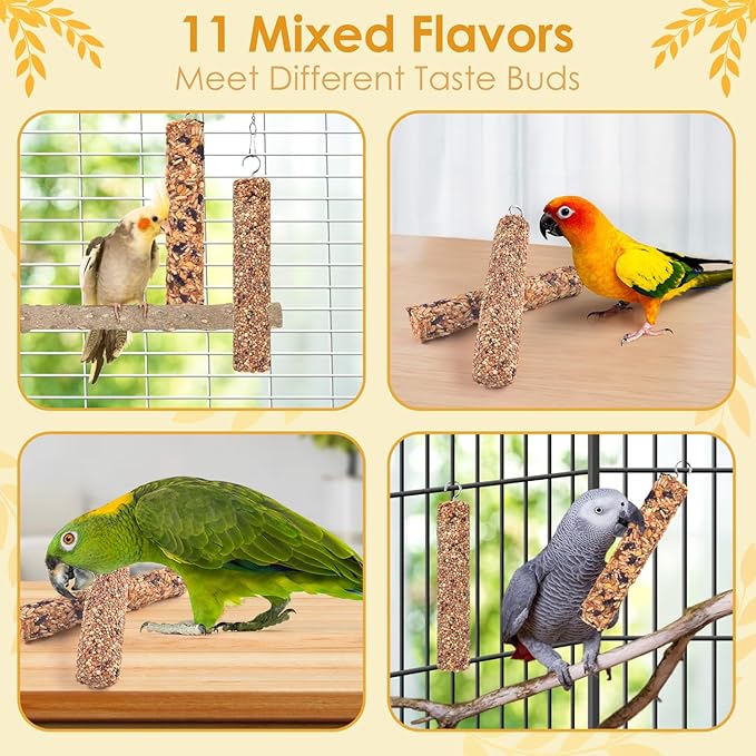 KATUMO Parrot Treats 2 PCS Bird Crunch Sticks Cockatiel Treats Parakeet Snacks Conure Food Sticks for Parakeet Cockatiel Canary Finch Lovebird Conure Lorikeet Parrots