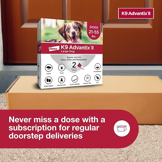 K9 Advantix II Large Dog Vet-Recommended Flea, Tick & Mosquito Treatment & Prevention | Dogs 21-55 lbs. | 1-Mo Supply (Pack of 3)