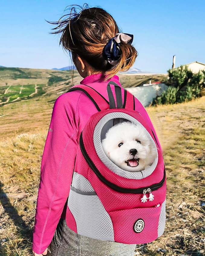 Pet Carrier Backpack,Breathable Dog Backpack Carrier with Adjustable Straps,Side Storage Pockets,Dog Head-Out Backpacks with Safety Belt,Puppy Front and Back Carriers for Small Dogs Cats