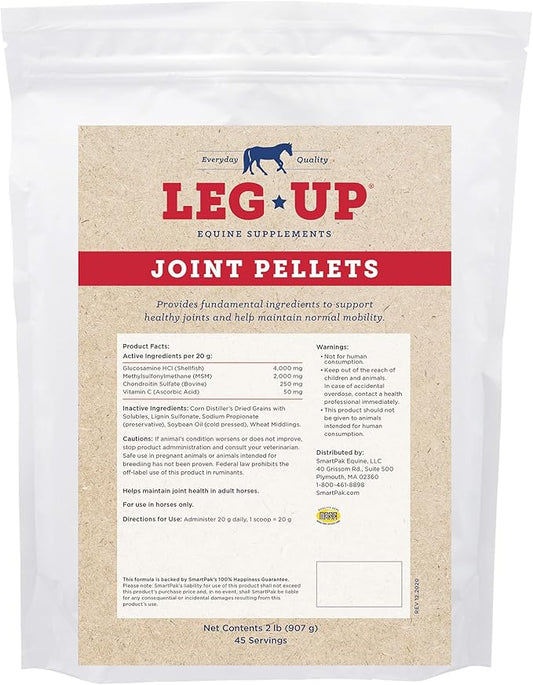 SmartEquine Leg Up Joint Pellets | Joint Support Supplement For Horses | Glucosamine Chondroitin Sulfate and Antioxidants Formula With No Added Sugar | Ideal For Light Work Horses | 45 Servings | 2 lb