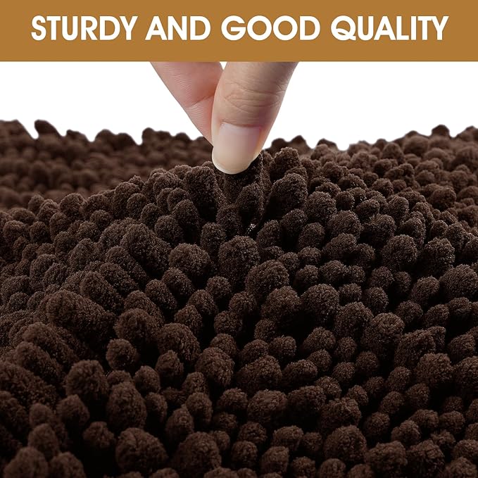 IM HOME 48" x 38" Brown Dog Door Mats for Muddy Paws, Chenille Absorbent Dog Mat, Non Slip Heavy Mud Mat for Dogs, Soft Pet Bed Mat for Entryway, Mud Paws, Inside Floor