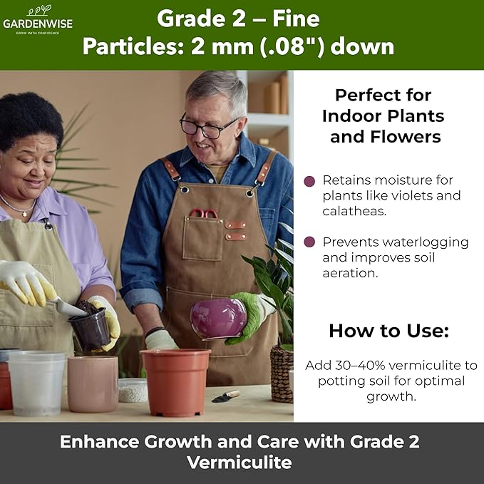 Organic Fine Vermiculite for Indoor Gardening Plants and Mushrooms – Enhances Soil Aeration, Seed Germination, Rooting Cuttings – Small Packages and Bulk (Vermiculite Grade 2 – Fine, 1 qt)