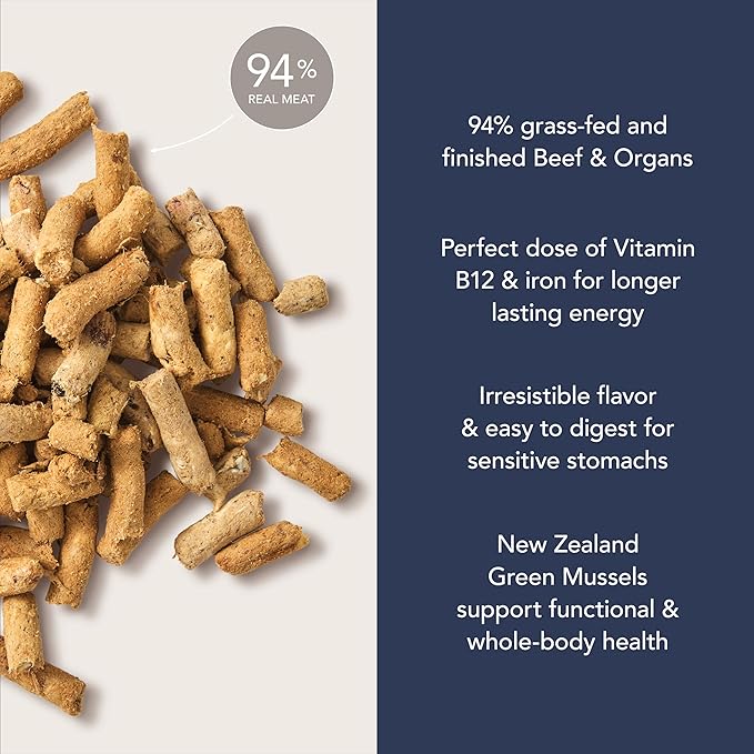 K9 Natural Beef Freeze Dried Dog Food, High-Meat Natural Complete Meal or Meal Toppers for Dogs, Grass-Fed Beef from New Zealand, Grain-Free, GMO-Free, Complete & Balanced Nutrition, 3.5oz