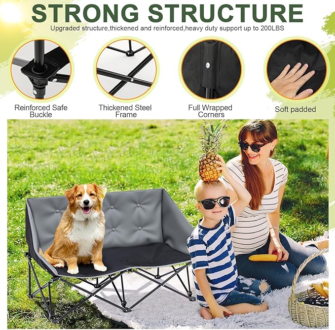 Portable Dog Camping Chairs for Dogs Raised Pet Bed for Outdoor Folding Chair Patio Lazy Puppy Cot Heavy Duty Pet Camping Gear(29 x 45 x 20 Inches,Check)