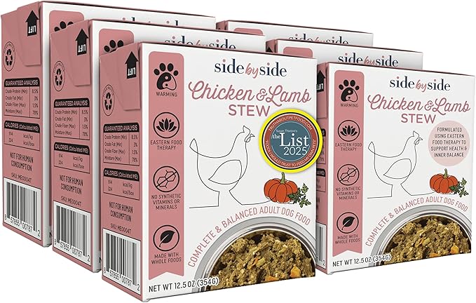 Side by Side Chicken & Lamb Stew - Warming Wet Dog Food & Dog Food Topper for All Breeds - Made with Nutrients & Whole Raw Ingredients - No Artificial Additives or Fillers - USA Made (12.5 oz, 6-Pack)