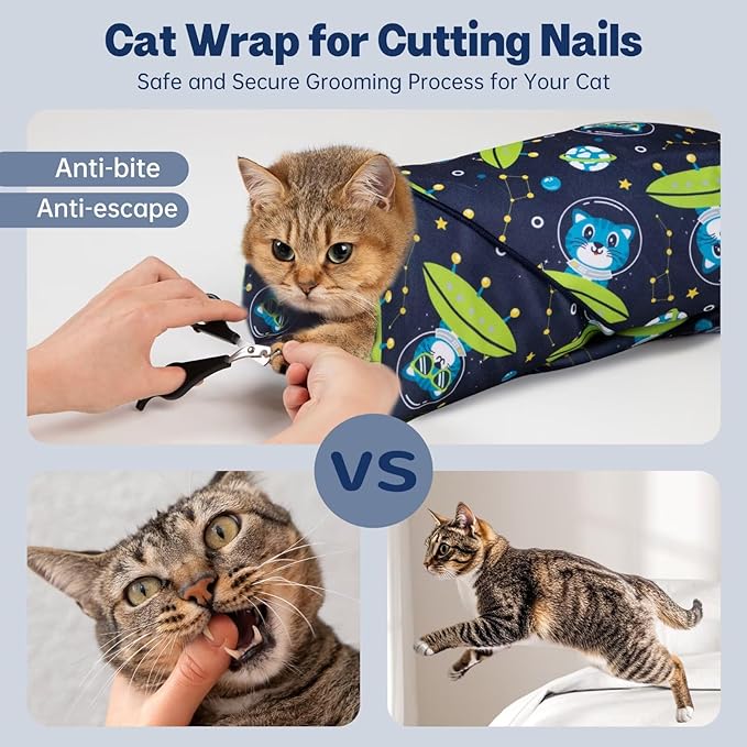 Paw Legend 27.6" Cat Wrap for Grooming Cat Wrap for Cutting Nails Cat Restraint for Nail Clipping Self Adhesive Blanket Restraint Cloth for Cats Within 15lbs