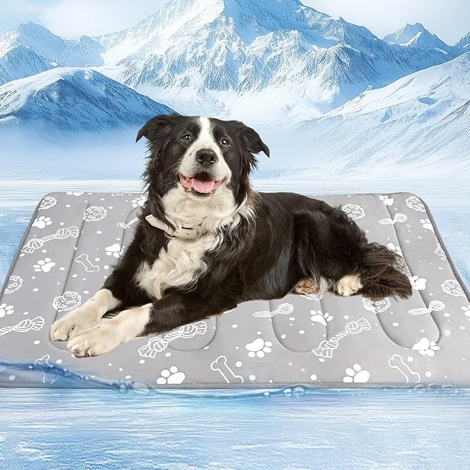 MH MYLUNE HOME Upgrade Cooling Mat for Pets, 44”x32” Arc-Chill Fiber Reinforced Padding, Heat-Absorbing Color-Changing Pet Pad, Foldable/Washable Summer Bed
