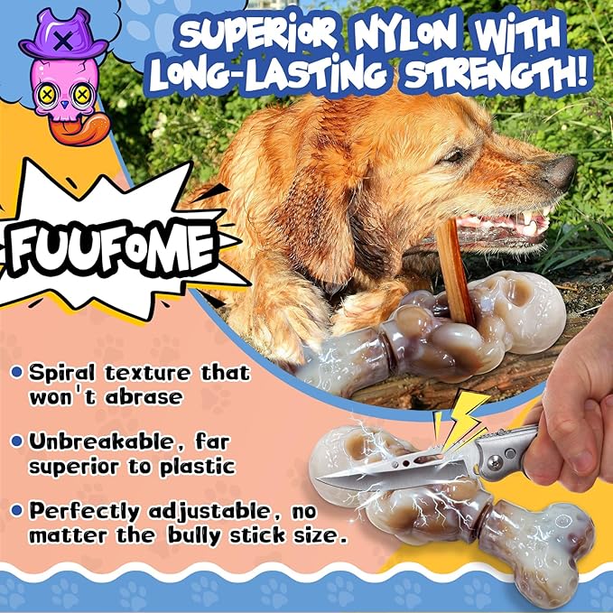 Tough Dog Toys for Aggressive Chewers: Indestructible Dog Chew Toys-Upgraded Bully Stick Holder & Chew Toys-Super Chewers Toys for Large,Medium,Small Breeds