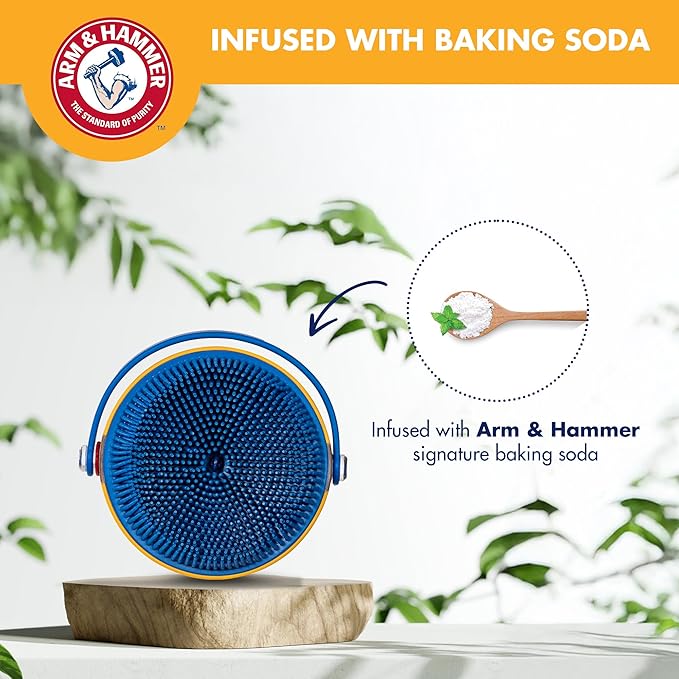 Arm & Hammer Simply Grooming Soap Dispensing Dog Bathing Palm Brush for All Hair Types, Pair with Your Favorite Shampoo, Easy Grip Scrubber for Dogs