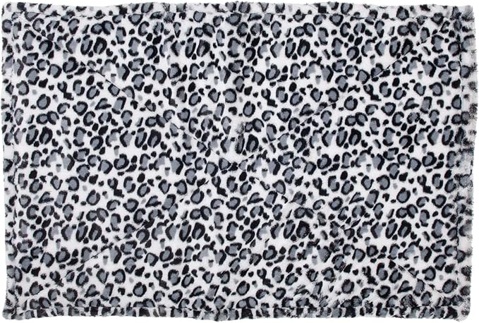 Furhaven ThermaNAP Self-Warming Cat Bed for Indoor Cats & Large/Medium Dogs, Washable & Reflects Body Heat - Quilted Faux Fur Reflective Bed Mat - Snow Leopard, Large