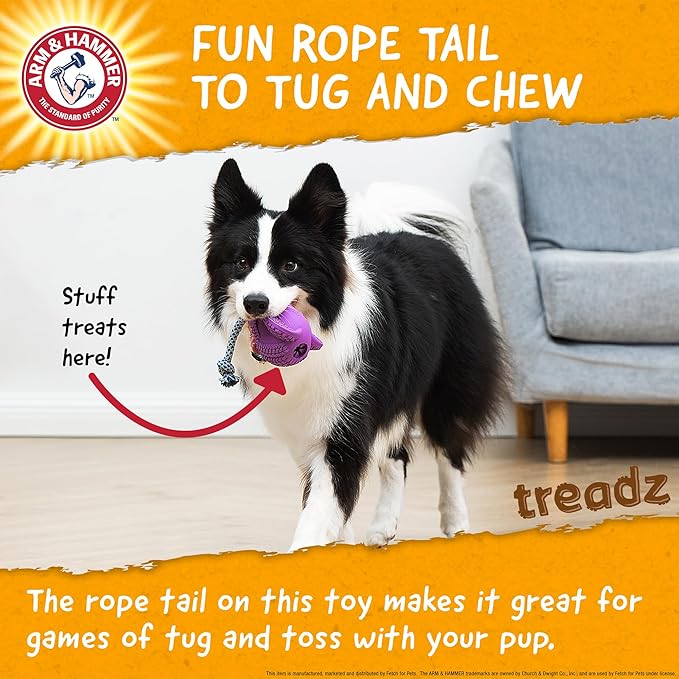 Arm & Hammer for Pets Super Treadz Large Elephant Dental Chew Toy for Dogs Dog Dental Toys for Aggressive Chewers Reduces Plaque & Tartar Without Brushing Safe for Dogs up to 35 Lbs