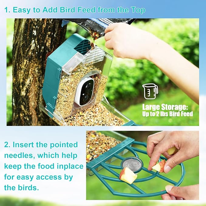 FUTUREZEN Smart Bird Feeder for Outdoors, Security Camera Compatible for Bird-Watching (Camera Not Included)