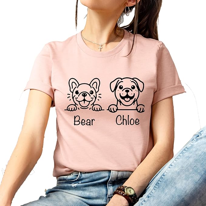 Custom Dog Mom Shirt for Women Pet Ears Sweatshirt with Name Unique Puppy Line Art Cute Dad Hoodie for DogDad Owner Lover