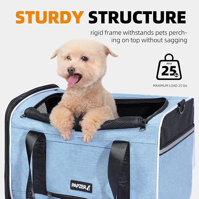 Top Loading Medium Cat Carrier with Privacy Curtain, Delta Approved TSA Pet Travel Crate Suitcase Luggage Sleeve, Soft-Sided Dog Kennel Bag 18x11x11 United Airline Approved Under Seat Blue