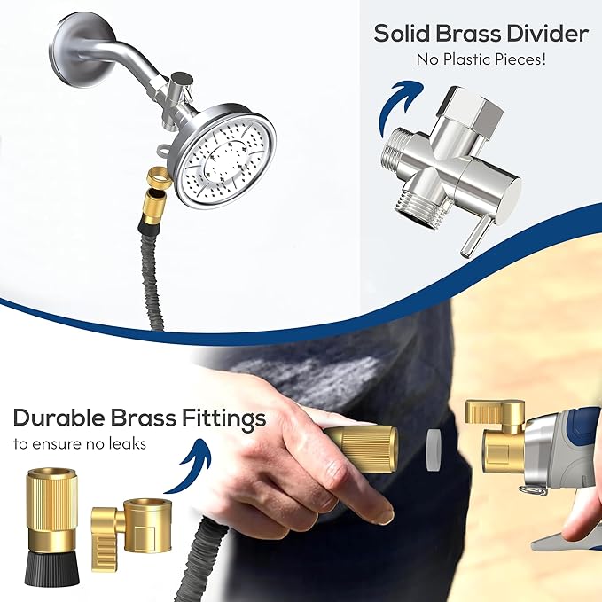 Indoor Hose Attachment with Handheld Sprayer for Dog Washing, Plant Watering, and Cleaning (75 FT) Long Hose with Universal Shower Head Adapter and Dog Shower Attachment