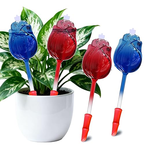 Large Plant Watering Globes Top Fill,4pcs Non Clogging Self Watering Globes,Self Watering Planter Insert with Watering Spikes,Plant Watering Devices,Glass Water Bulbs for Indoor&Outdoor Plants