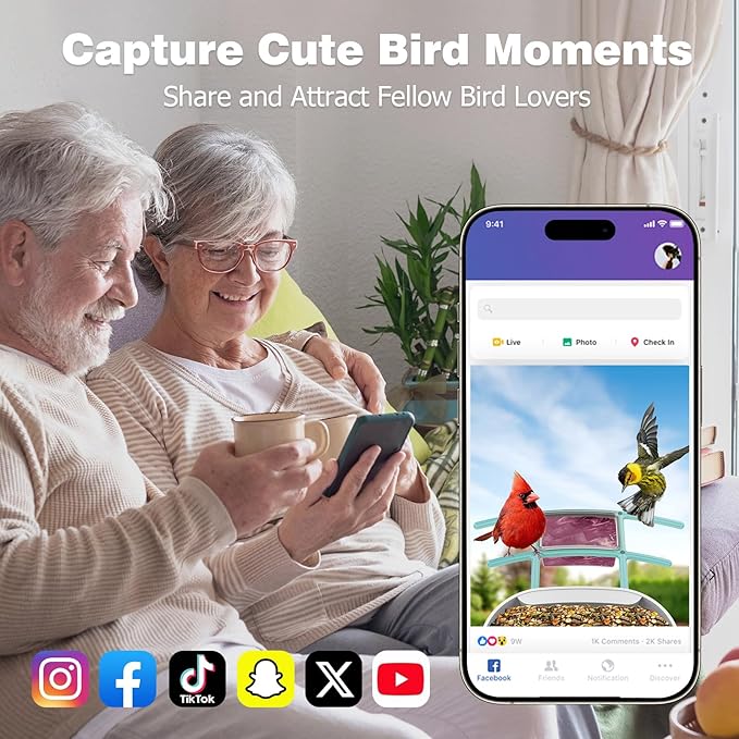 Bird Feeder with Camera: Solar Powered Smart Bird Camera Feeder 2K Live Feed for Backyard - AI Identify Auto Capture Videos, Gifts for Birdlovers Mom Dad, 2.4GHz WiFi