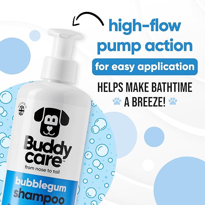 Bubblegum Dog Shampoo by Buddycare | Deep Cleansing Shampoo for Dogs | Bubblegum Scented | with Aloe Vera and Pro Vitamin B5 (50.72oz)