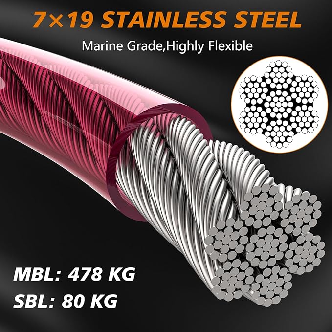 XiaZ Dog Tie Out Cable, 20ft Dog Lead for Yard, Heavy Duty Chain Line Outside for Small Medium Large Dogs Up to 250 lbs, Outdoor Dogs Runner Tether