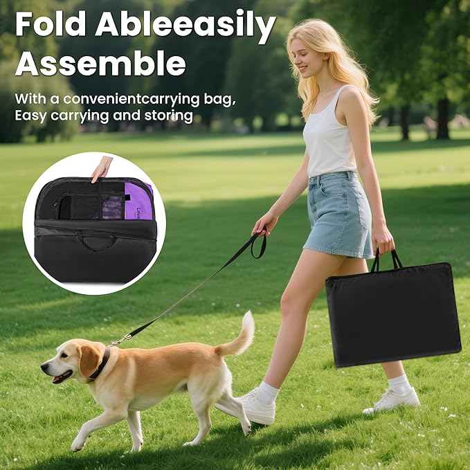 Love's cabin Pet Puppy Dog Playpen, Small Dog Tent Crates Cage Indoor/Outdoor, Portable Playpen for Cat, Foldable Pop Up Dog Kennel Playpen with Carring Case, Removable Zipper Top, Purple