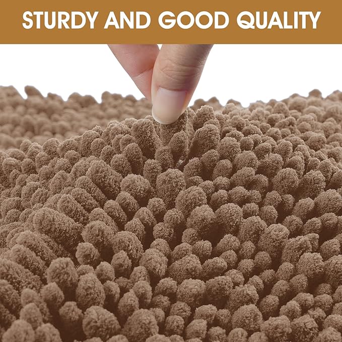 IM HOME 4 Pieces Muddy Door Mats for Dogs, Chenille Absorbent Pet Mats, Quick Dry, Trap Dirt Non Slip Heavy Indoor Doormat Soft Dog Bed Mat Front Inside Door Mat for Indoor Outdoor Entrance,Camel