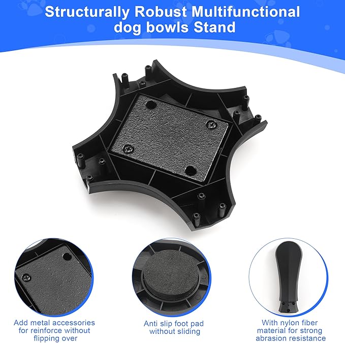 Dog Bowls Elevated Adjustable Stand, Raised Bowl with 3 Heights & Tilted Feeding Stand, Compatible with Various Bowls, for Medium & Large Breeds(with Bowl) Black