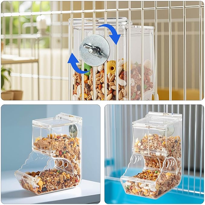 Automatic Feeder for Hamster with Gravity Feeding, Easy Refill, Transparent, Auto Food Dispenser for Hamsters Parrots Sugar Gliders and Other Small Animals (400 ML)
