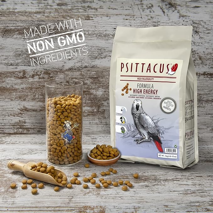 Psittacus High Energy 6.6 lb | Complete Pellet Diet for African Greys, Macaws and Other African Parrots | Premium Food for Birds, 100% no-GMO