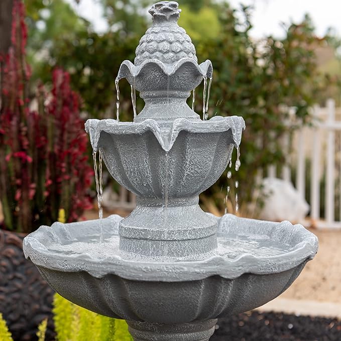 XBrand 36.2" 2-Tier Outdoor Freestanding Solar Water Fountain - Classic Design
