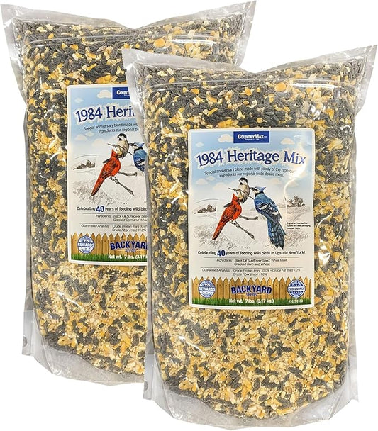 CountryMax Backyard Seeds 1984 Heritage Mix – Premium Bird Seed Blend with Black Oil Sunflower, White Millet & Cracked Corn – Wild Bird Food for Cardinals, Finches, Chickadees & More (14 Pounds)
