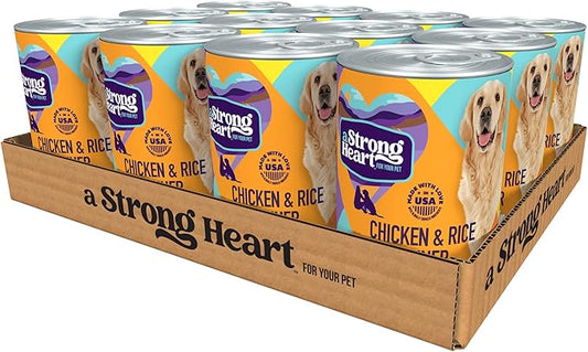 A Strong Heart Wet Dog Food, Chicken & Rice Dinner - 13.2 oz Cans (Pack of 12), Made in The USA with Real Chicken