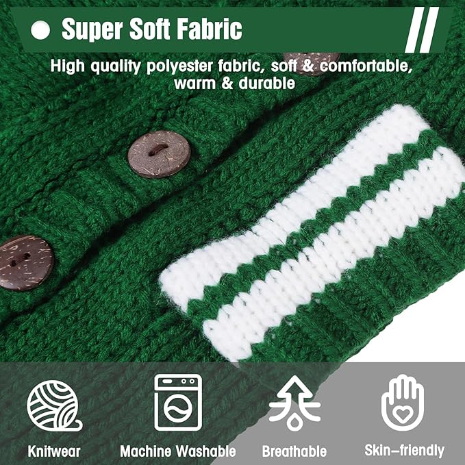 EXPAWLORER Cat Sweater Cardigan - Stylish Knitted Cat Clothes, British Style Soft Puppy Sweater with Sleeve Warm Pet Clothing Knitwear, Fall and Winter Kitten Coat for Girl Boy Cats, Green Medium