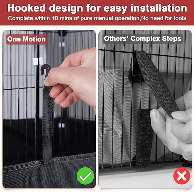 Tresbro Guinea Pig Playpen with 14 Panels & Divided Room, Triple Fixing Measures Small Animal Cage with Waterproof PVC Liner & One-Motion Hooks, Rabbit, Bunny, C&C Grids Cage 48 x 24 x 16 Inches