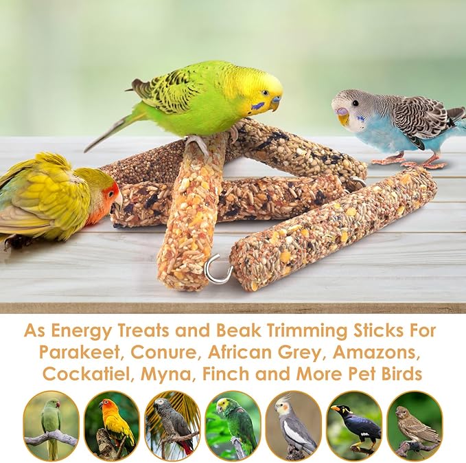 KATUMO Parrot Treats 5 PCS Bird Crunch Sticks Cockatiel Treats Parakeet Snacks Conure Food Sticks for Parakeet Cockatiel Canary Finch Lovebird Conure Lorikeet Parrots