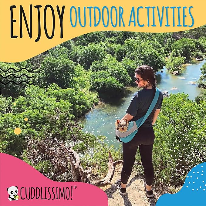 Pet Sling Carrier - Soft Front-Chest Carrying Bag for Small Pets (Ideal for Dogs & Cats 6–10 lbs) - Carefully Sized for Yorkshire Terrier, Maltese, Toy Poodle, Papillon - (Blue-L)