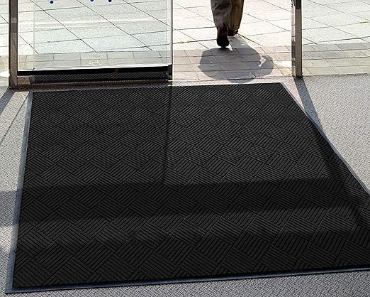WaterHog Diamond | Commercial-Grade Entrance Mat with Rubber Border – Indoor/Outdoor, Quick Drying, Stain Resistant Door Mat (Charcoal, 3' x 5')