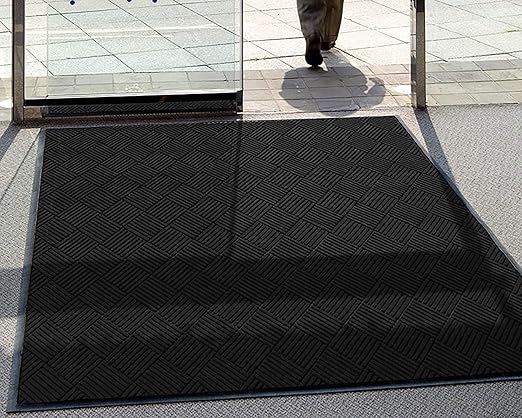 M+A Matting WaterHog Diamond | Commercial-Grade Entrance Mat with Rubber Border – Indoor/Outdoor, Quick Drying, Stain Resistant Door Mat (Charcoal, 6' x 6')