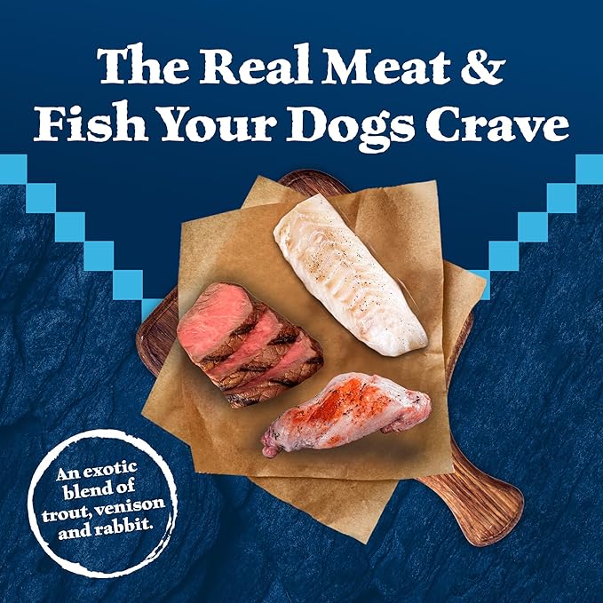 Blue Buffalo Wilderness Snake River Grill Natural High Protein Wet Food for Adult Dogs, Trout, Venison & Rabbit, 12.5-oz Cans, 12 Count