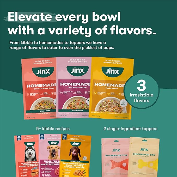 Jinx Wet Dog Food Topper, Mix with Dry Dog Food, Made with Real Salmon & Chicken, Bone Broth, No Fillers, for All Lifestages, 9oz, 1 Pack