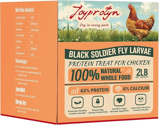 2LB Dried Black Soldier Fly Larvae for Chicken– 85X More Calcium Grubs Than Mealworms for Strong Eggshells & Healthy Growth - High Proteinfor Chickens, Birds, Ducks, Geese & Pets
