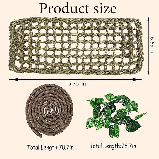 5 PCS Tank Accessories for Bearded Dragon Include Resin Classical Castle Reptile Climb Habitat Decor Hanging Jungle Vines Flexible Leaves Climbing Decor for Lizard Gecko Chameleon Spider