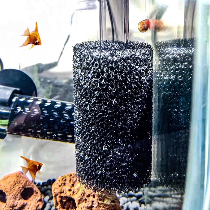 6X Pre-Filter Sponge for Aquarium Shrimp Fry Fish Tank Filter Pump Prefilter Sponge Replacement Foam Cover 3.2 X 1.6 Inch with 0.6" Hole Diameter