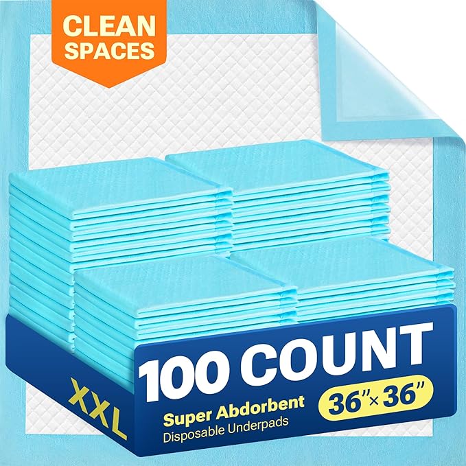 100 Count Disposable Bed Pads for Adult 36" x 36", Chucks Pads Underpads Bed Liner for Incontinence, Extra Large Puppy Pads / Dog Pee Pads / Wee Wee Pads for Training, XL