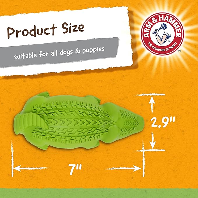 Arm & Hammer for Pets Super Treadz Gator Chew Toy - Best Chew Toys Reduce Plaque & Tartar Buildup Without Brushing - For Dogs up to 35 Lbs