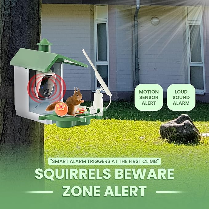 Smart Bird Feeder with Camera Solar Powered, 2K HD Bird Camera Feeder with AI Recognition 11000+ Birds, Night Vision Dual Solar Panels, 32GB SD Card, Outdoor Birdhouse Feeder Hummingbird Feeder