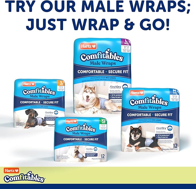 Hartz Disposable Dog Diapers, Size S 36 count, Comfortable & Secure Fit, Easy to Put On