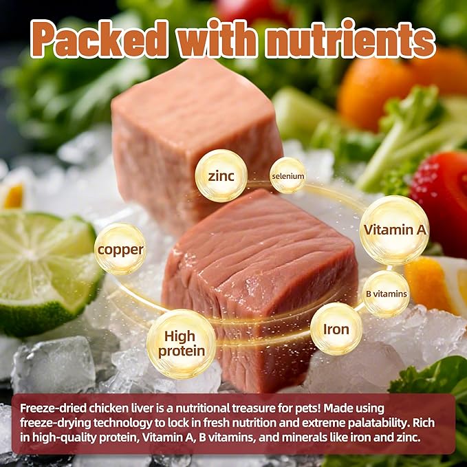 Just Try 8.71 oz Freeze-Dried Chicken Liver Treats for Dogs - Natural, Protein-Packed Dog Training Snacks - Grain-Free, Iron & Vitamin A Rich