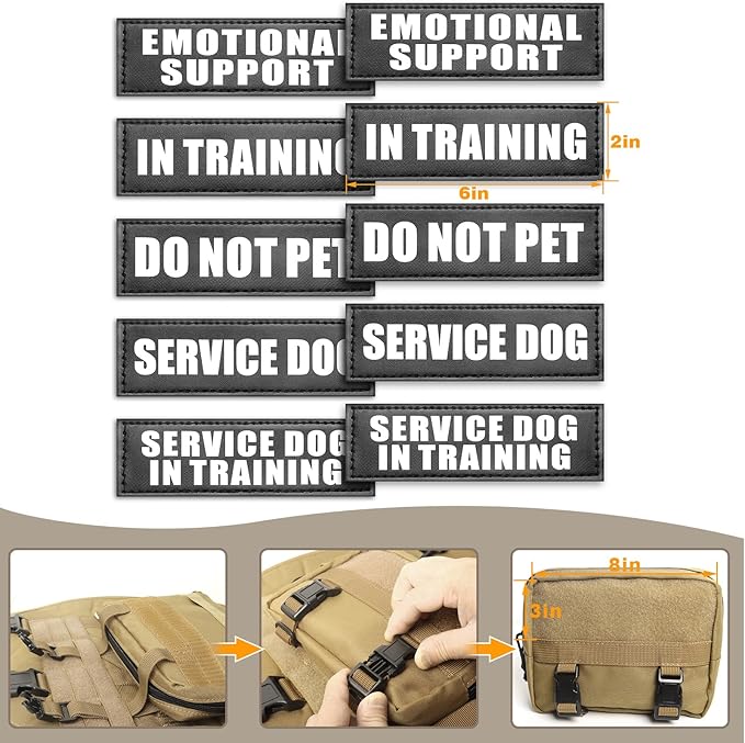 WINSEE Tactical Dog Harness with Dog Leash, Service Working MOLLE Vest with 10 Pet Patches for Medium Dog, No Pull Military Harness and Backpack for Training Hunting Walking